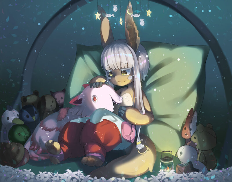 Anime Girl with Bunny Ears — Green, Calm