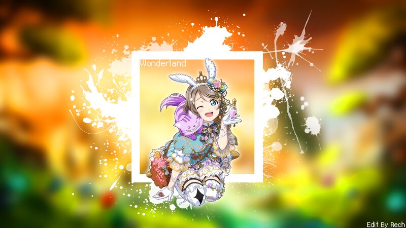 Anime Girl with Bunny Ears — Orange, Playful, Digital Art