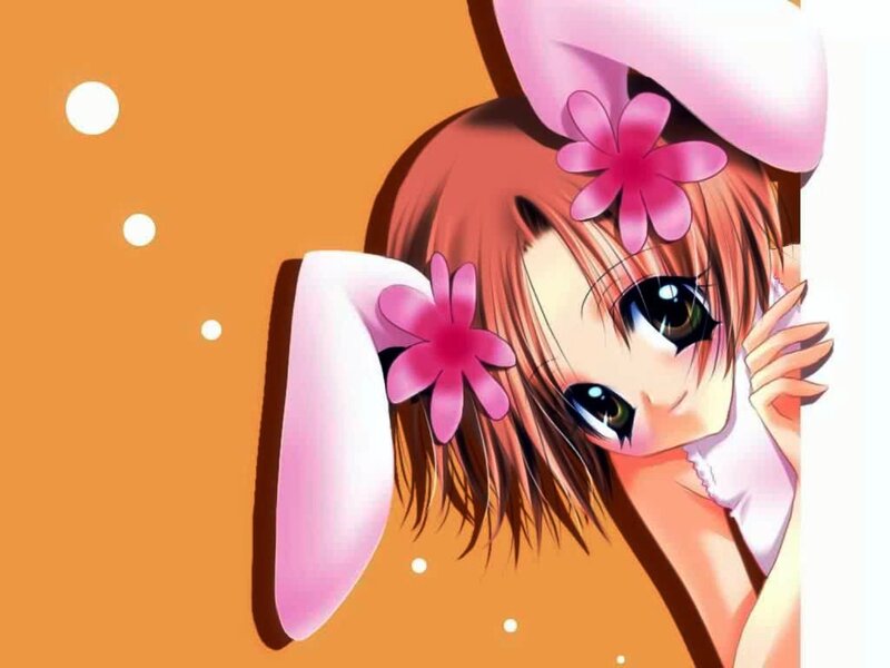 Anime Girl with Bunny Ears — Orange