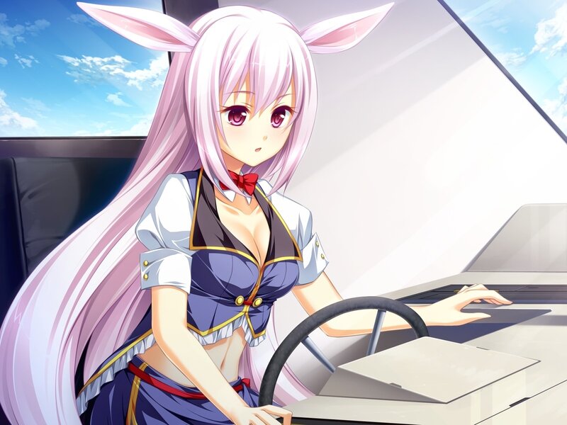 Anime Girl with Bunny Ears — Pink, Calm, Afternoon