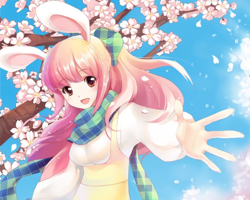 Anime Girl with Bunny Ears — Pink, Cheerful, Spring