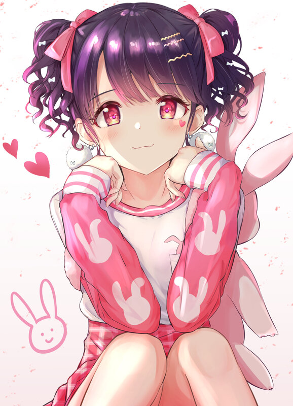 Anime Girl with Bunny Ears — Pink, Cute, Digital Art, Bunny Ears