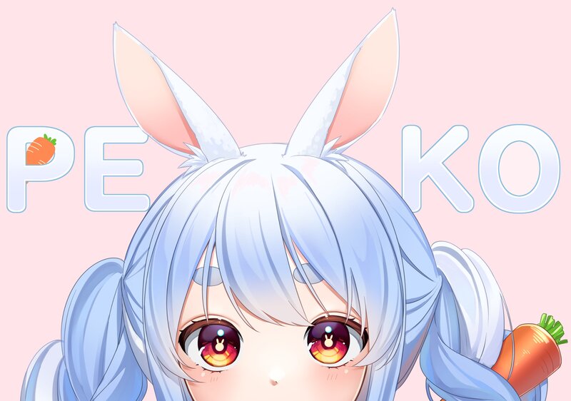 Anime Girl with Bunny Ears — Pink, Cute, Digital Art