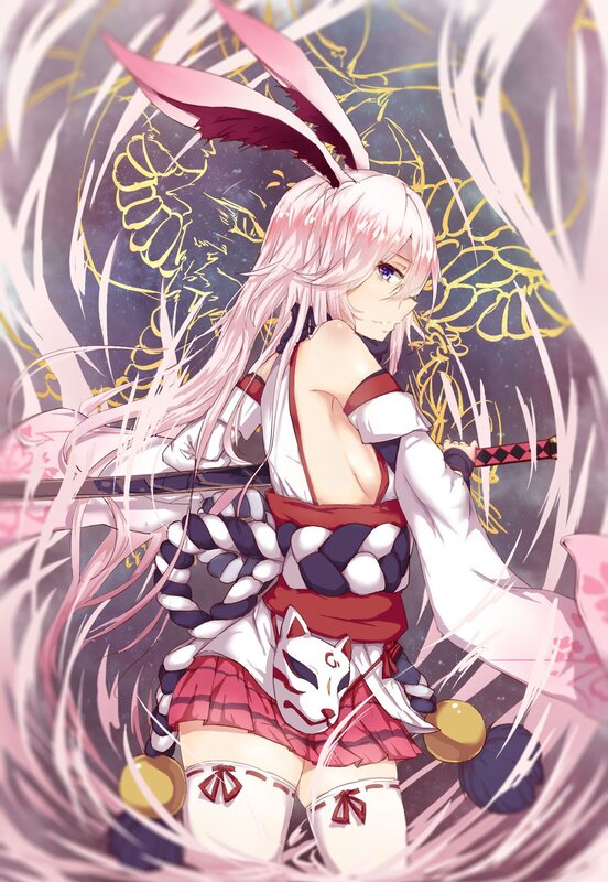 Anime Girl with Bunny Ears — Pink, Dramatic