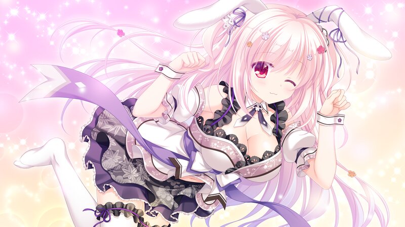 Anime Girl with Bunny Ears — Pink, Dreamy, Digital Art