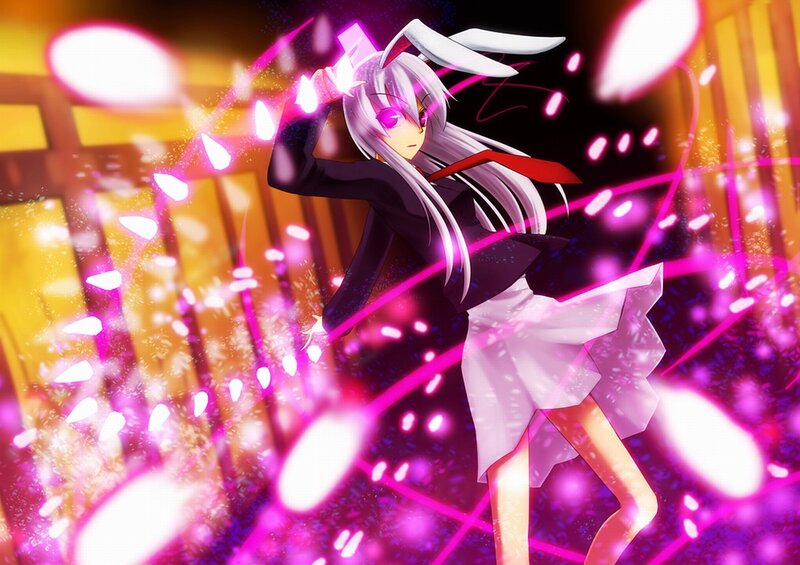 Anime Girl with Bunny Ears — Pink, Dynamic, Energetic