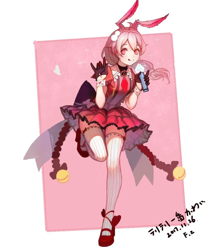 Anime Girl with Bunny Ears — Pink, Playful, Digital Art, Microphone