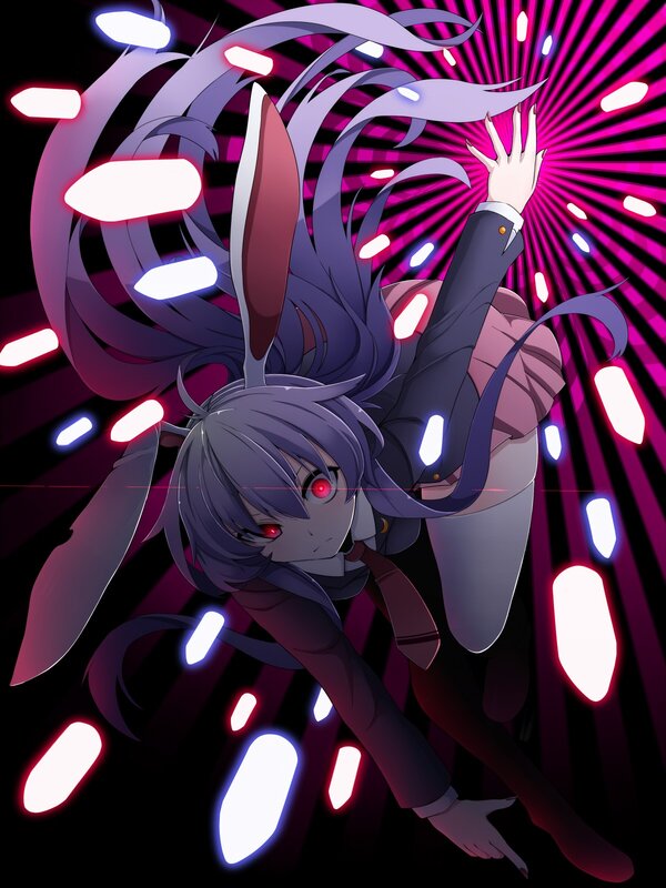 Anime Girl with Bunny Ears — Purple, Dramatic, Bunny Ears, Red Eyes