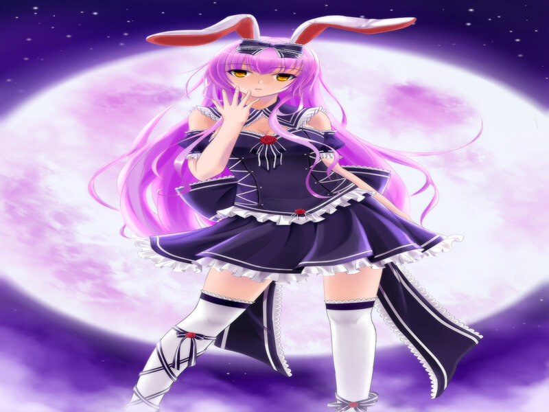Anime Girl with Bunny Ears — Purple, Dramatic, Night