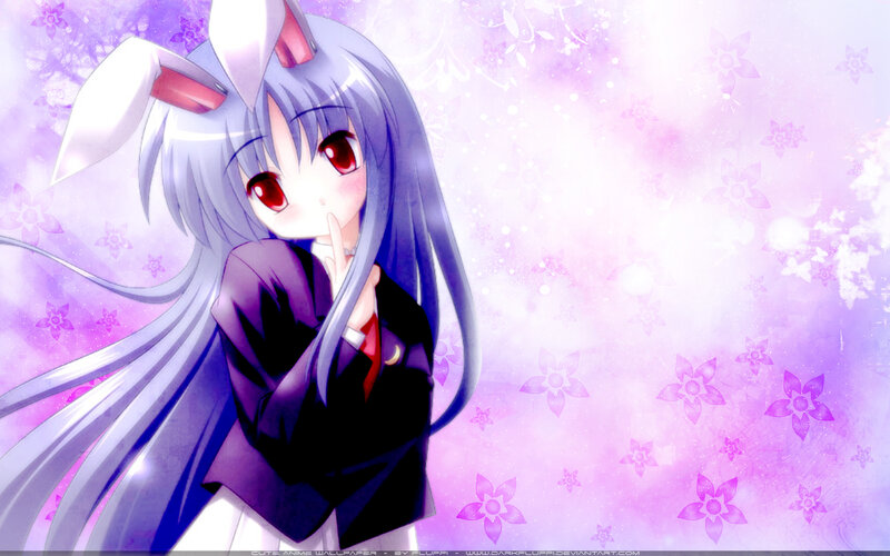 Anime Girl with Bunny Ears — Purple, Dreamy, Bunny Ears