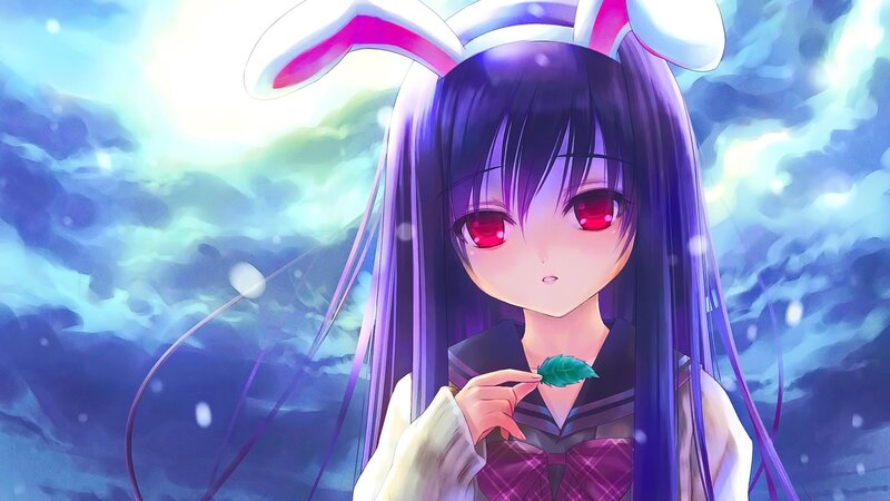 Anime Girl with Bunny Ears — Purple, Dreamy, Night