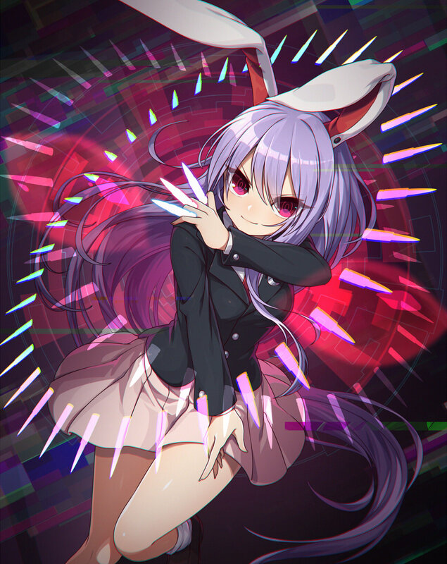 Anime Girl with Bunny Ears — Purple, Dynamic, Bunny Ears, School Uniform