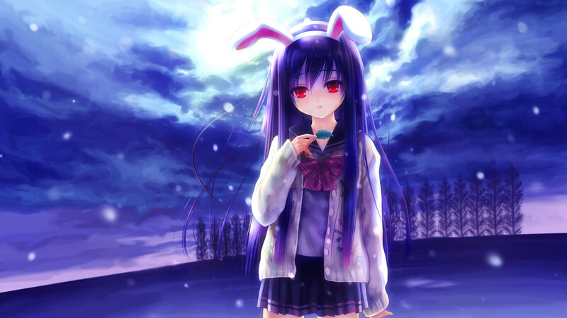 Anime Girl with Bunny Ears — Purple, Melancholic, Night