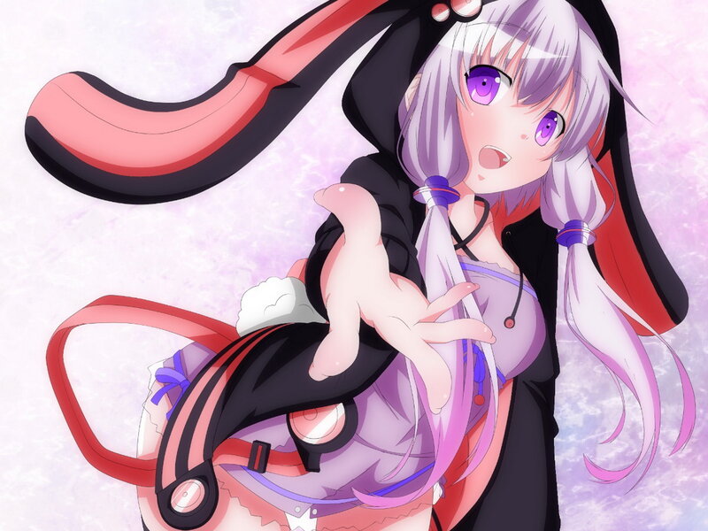 Anime Girl with Bunny Ears — Purple, Playful, Bunny Ears
