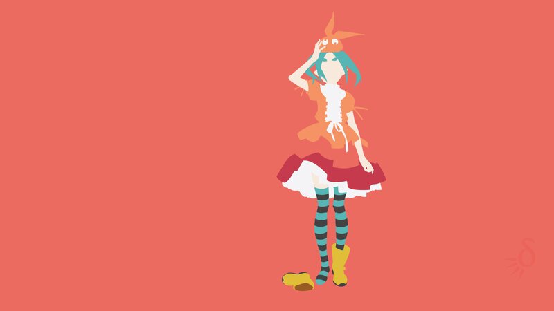 Anime Girl with Bunny Ears — Red, Playful, Digital Art