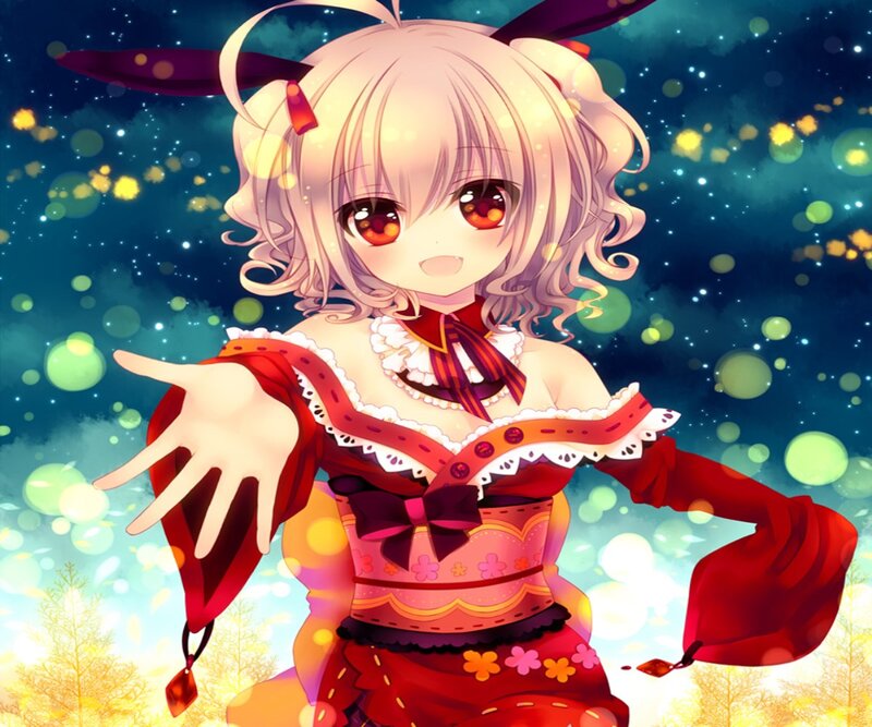 Anime Girl with Bunny Ears — Red