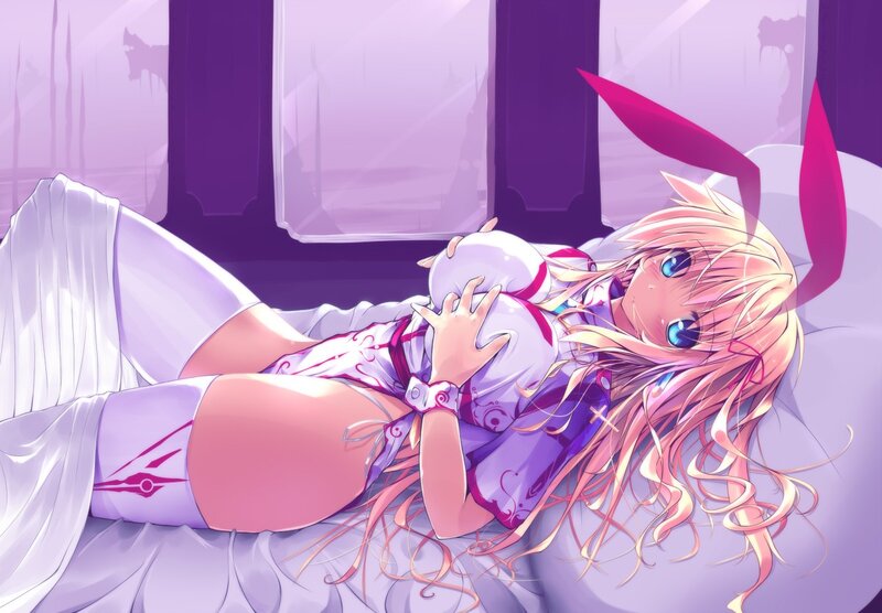 Anime girl with bunny ears sleeping