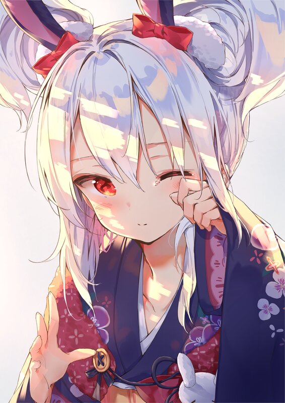 Anime Girl with Bunny Ears — White, Calm, Afternoon, Digital Art