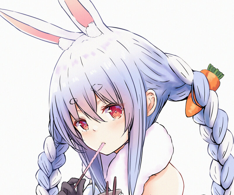 Anime Girl with Bunny Ears — White, Calm, Bunny Ears, Braids