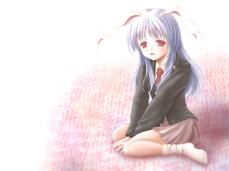 Anime Girl with Bunny Ears — White, Calm, Bunny Ears, School Uniform