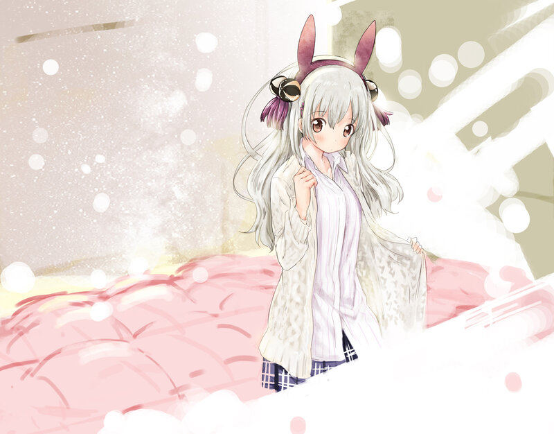 Anime Girl with Bunny Ears — White, Calm