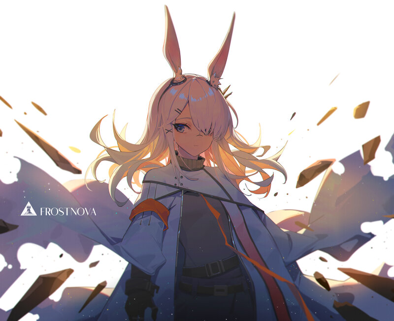 Anime Girl with Bunny Ears — White, Dramatic, Digital Art, Bunny Ears, Cloak