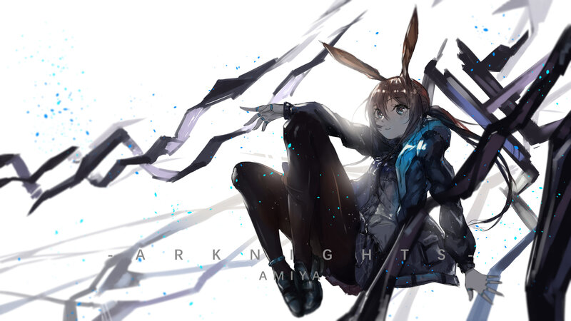 Anime Girl with Bunny Ears — White, Dramatic, Digital Art, Bunny Ears, Cracked Background