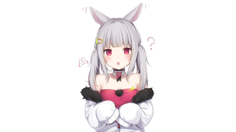 Anime Girl with Bunny Ears — White, Innocent, Digital Art, Bunny Ears