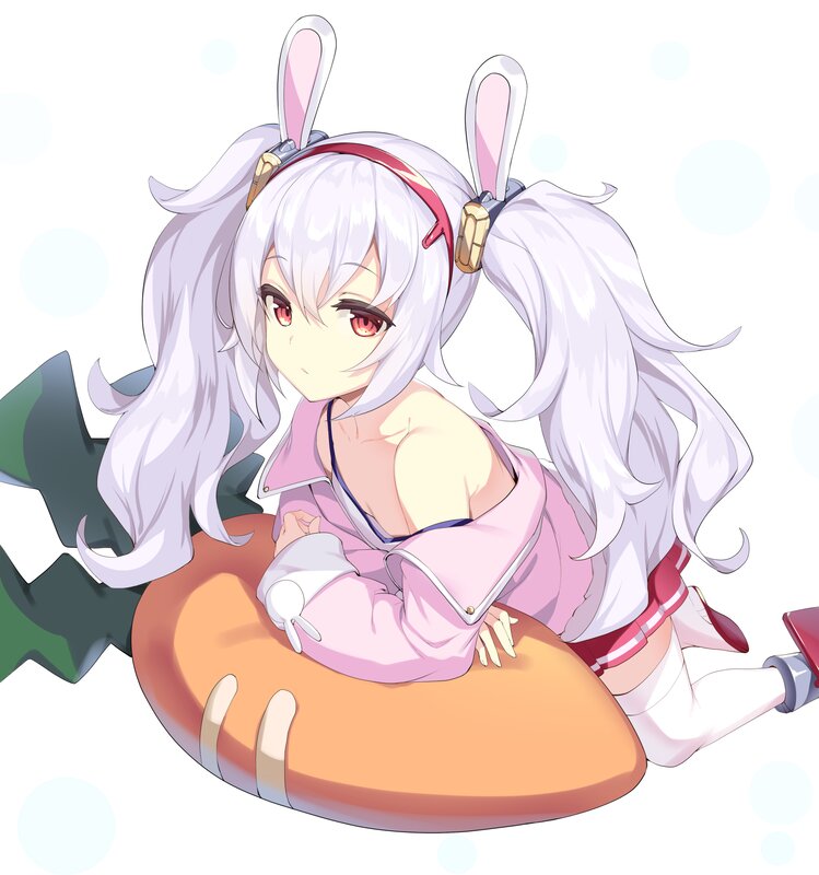Anime Girl with Bunny Ears — White, Playful, Digital Art