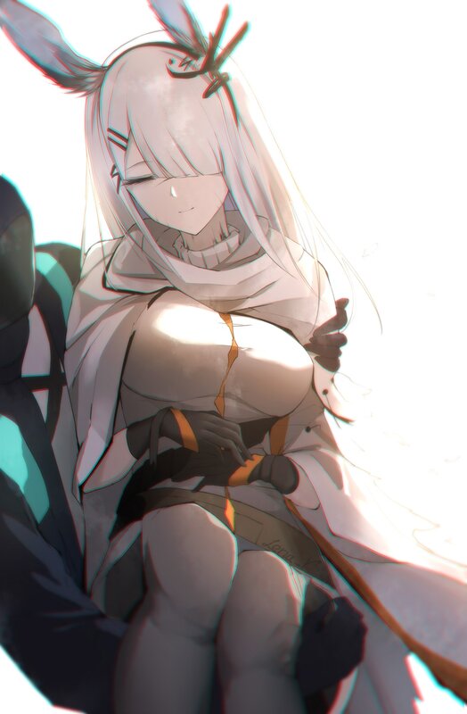 Anime Girl with Bunny Ears — White, Serene, Digital Art, Bunny Ears