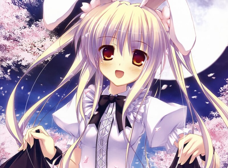 Anime Girl with Bunny Ears — White, Serene