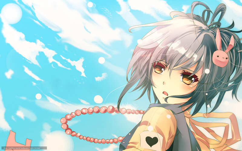 anime girl with bunny hair clip