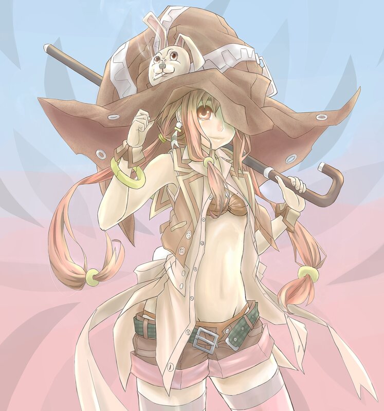 anime girl with bunny hat