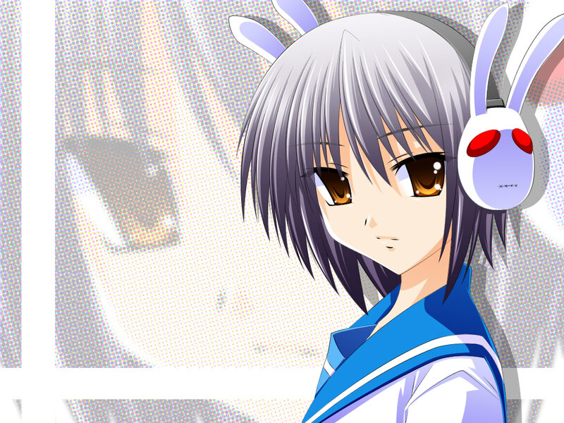 anime girl with bunny headphones