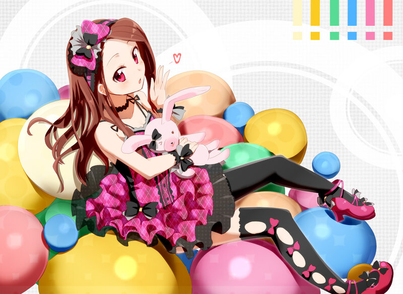 Anime Girl with Bunny — Pink, Playful