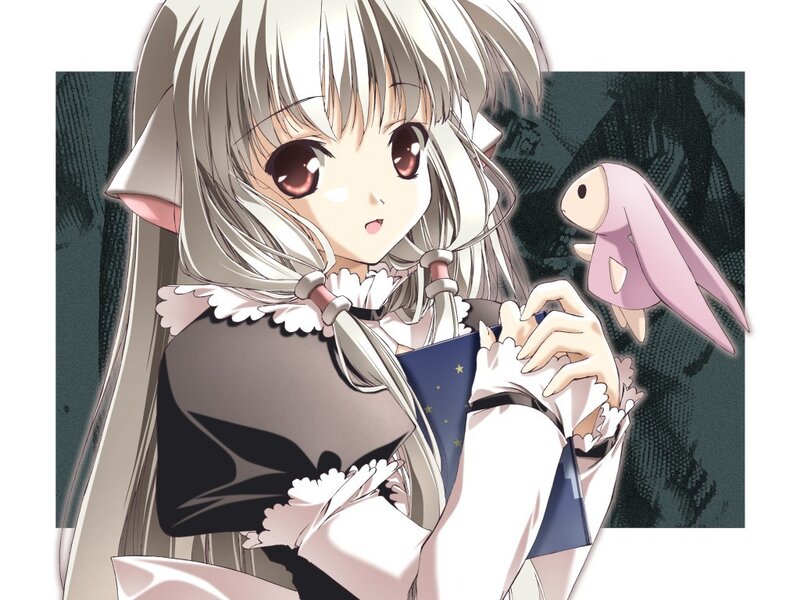 anime girl with bunny plush
