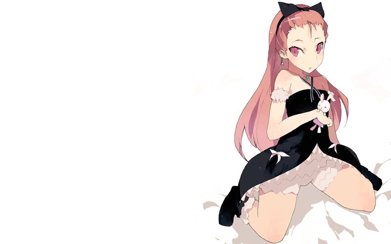 anime girl with bunny plush