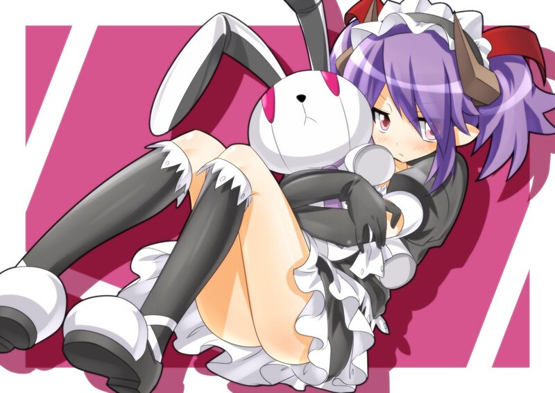 anime girl with bunny plush