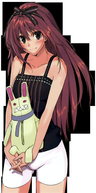 Anime girl with bunny plush
