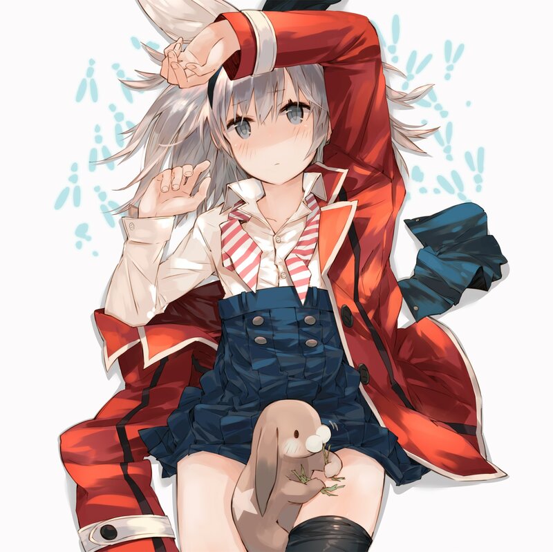 Anime girl with bunny plush