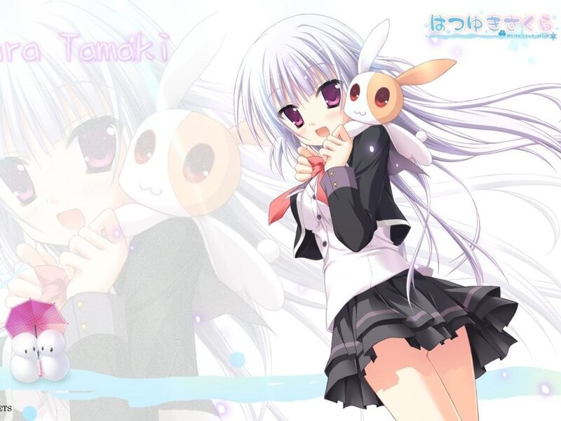 Anime girl with bunny plush