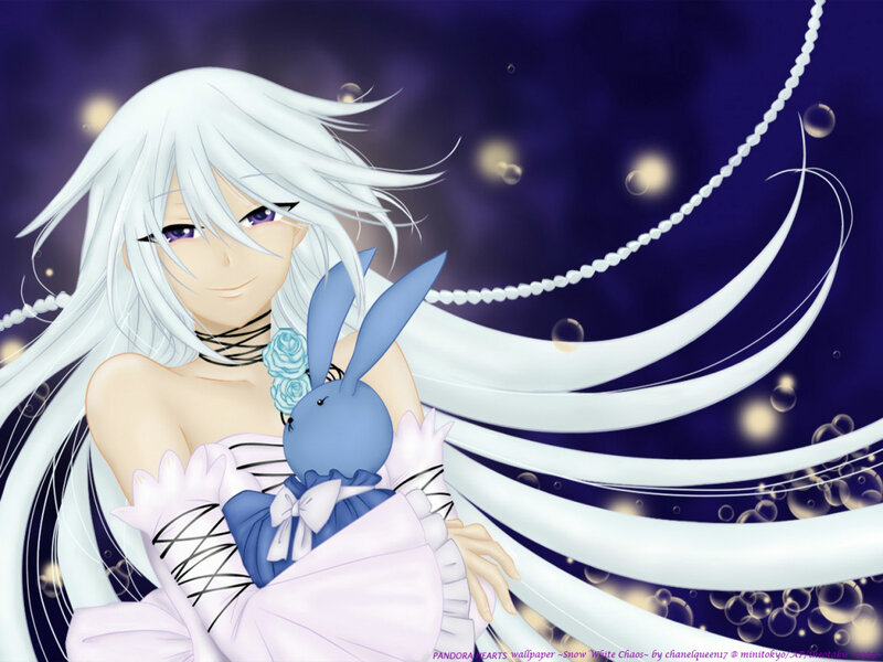 Anime girl with bunny plush