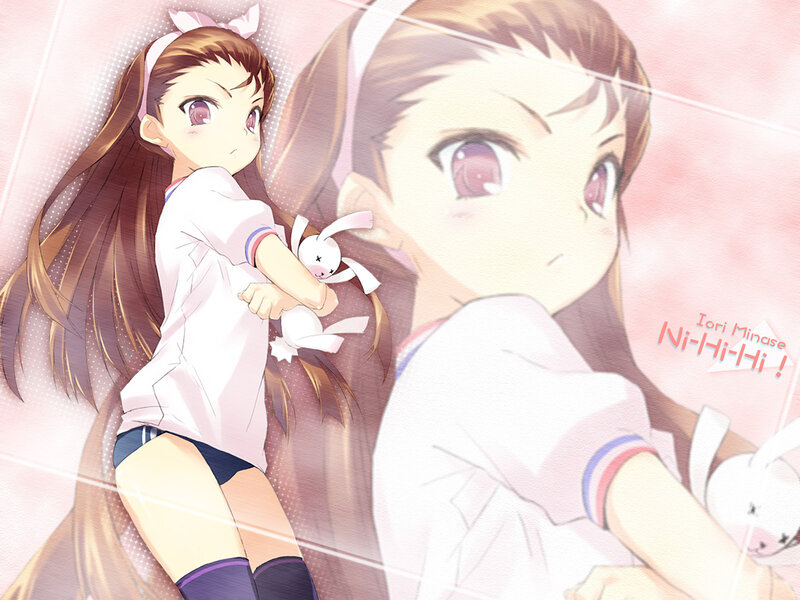Anime girl with bunny plush