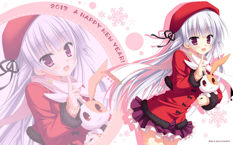 Anime Girl with Bunny — Red
