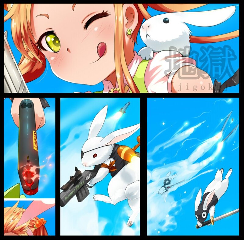 Anime girl with bunny soldiers
