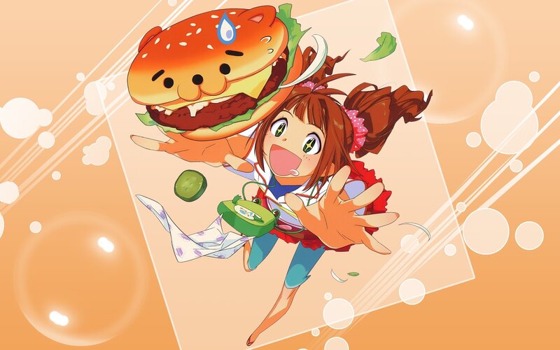 anime girl with burger character