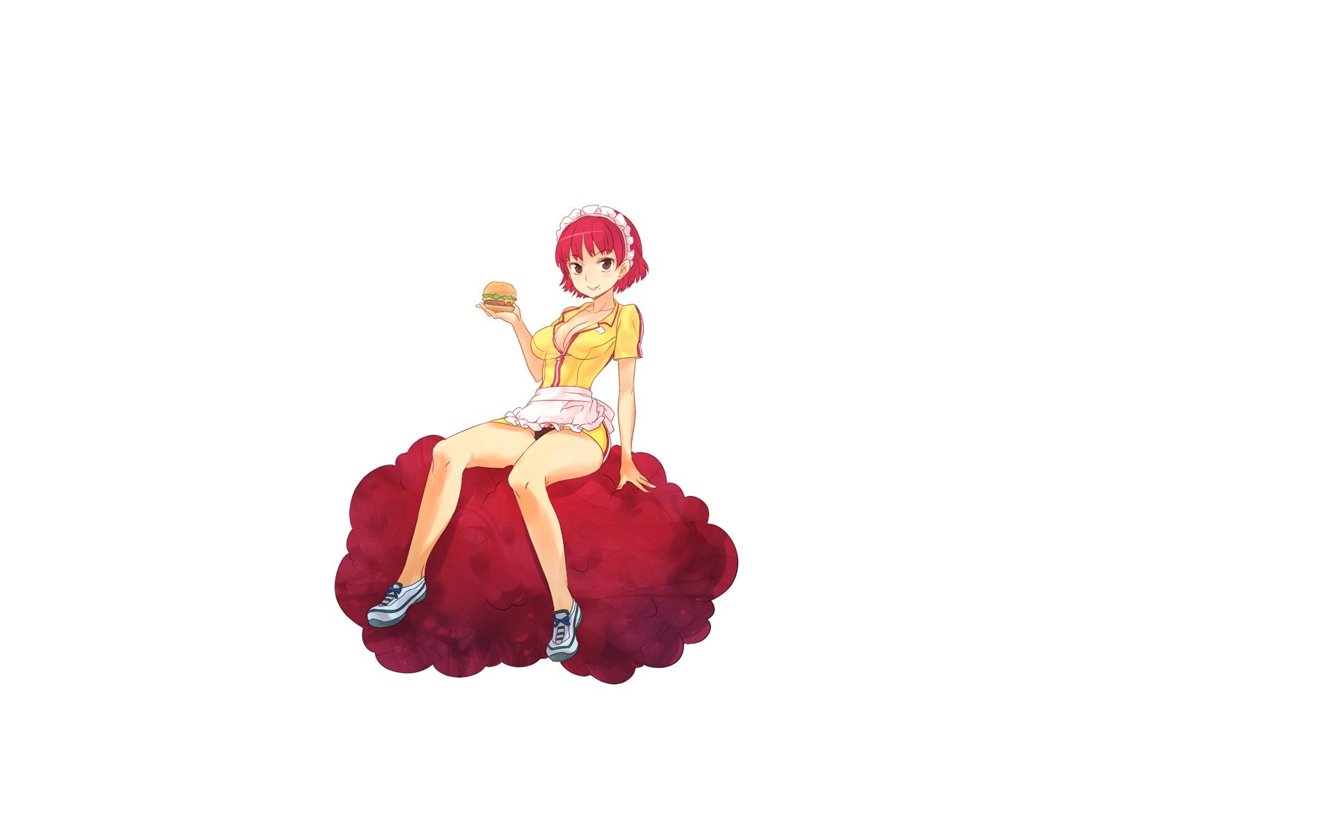 anime girl with burger