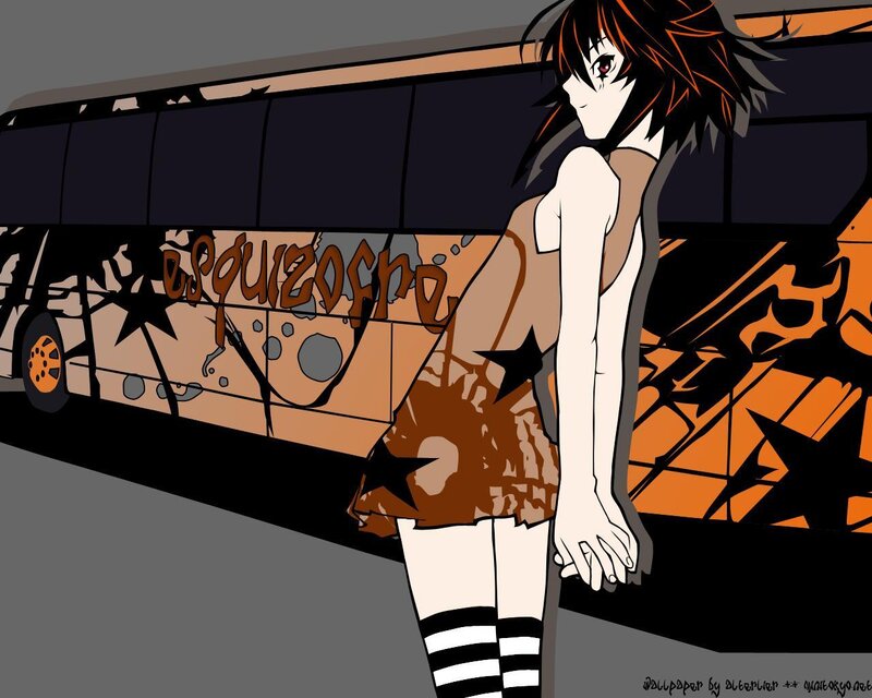 anime girl with bus