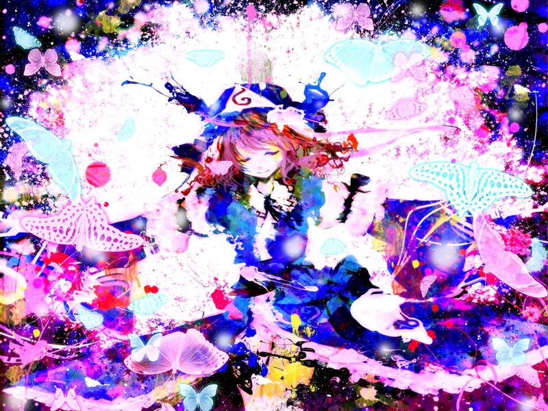 Anime girl with butterflies