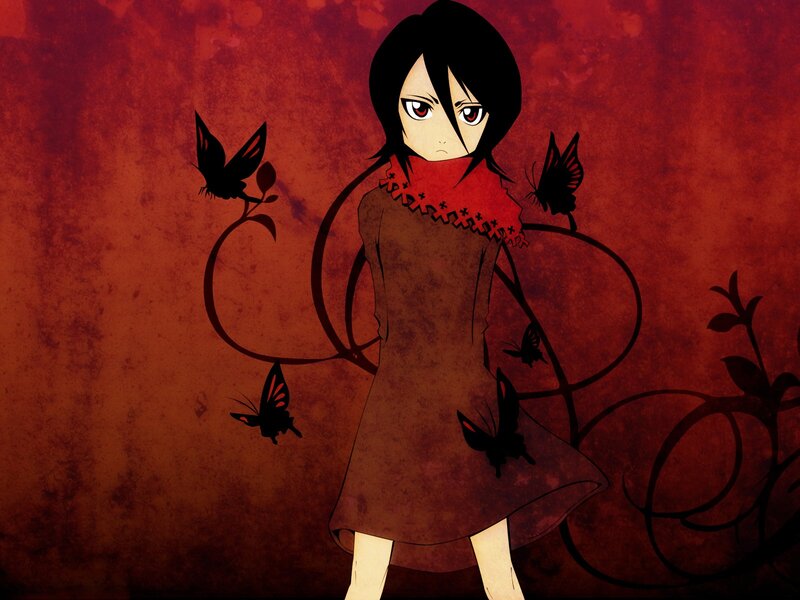 anime girl with butterflies